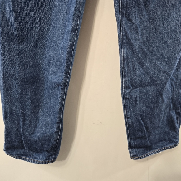 Madewell Baggy Straight Jeans Dark Worn Indigo Wash Blue Denim Cotton Hemp Sz 28 - Picture 6 of 14